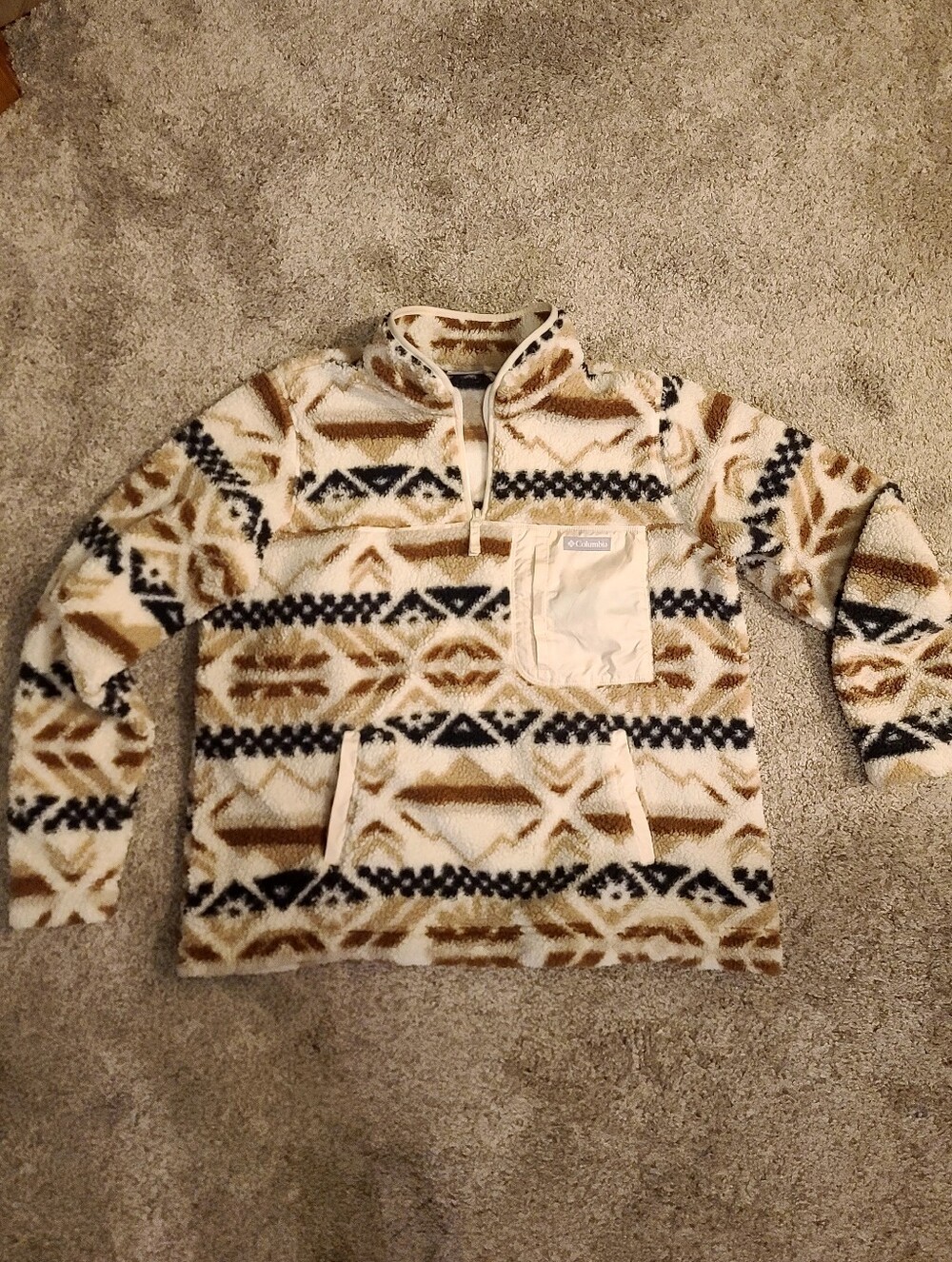 Women's XXL, Columbia Patterned Fuzzy Fleece Pullover